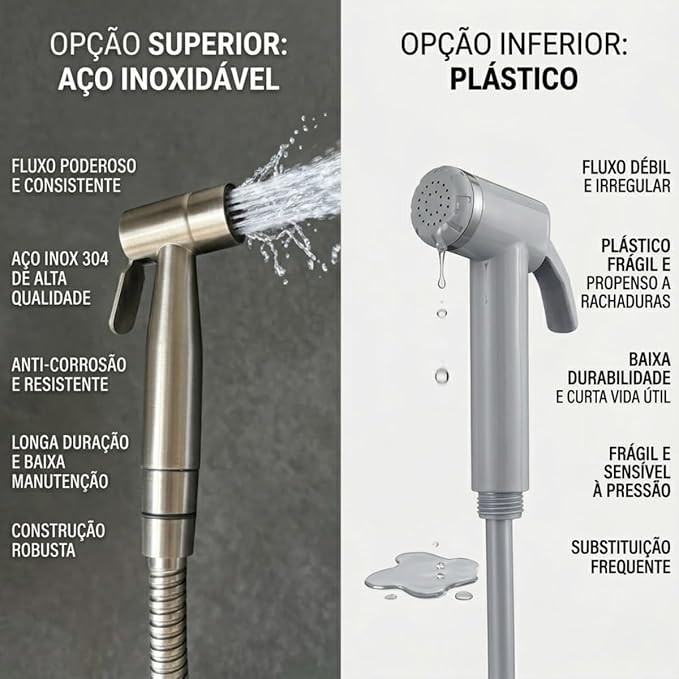 Ducha Higiênica Registro Duplo Aço Inoxidável