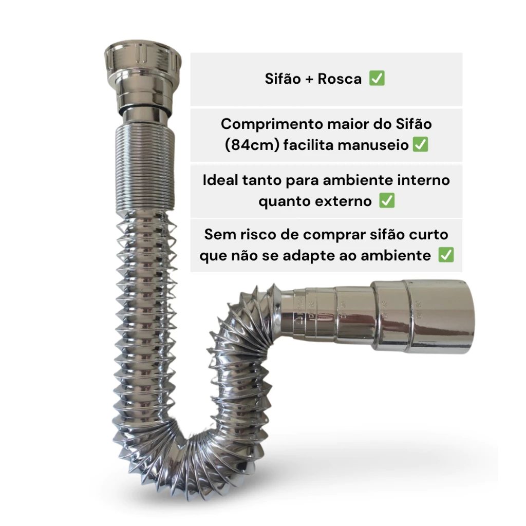 br-11134207-7r98o-m1ygy2jvdnq7fb Sifão Sanfonado Cromado Extensível Pia Tanque Banheiro Lavanderia Ambientes Sofisticados Tamanho Ideal de Instalação - Image 2