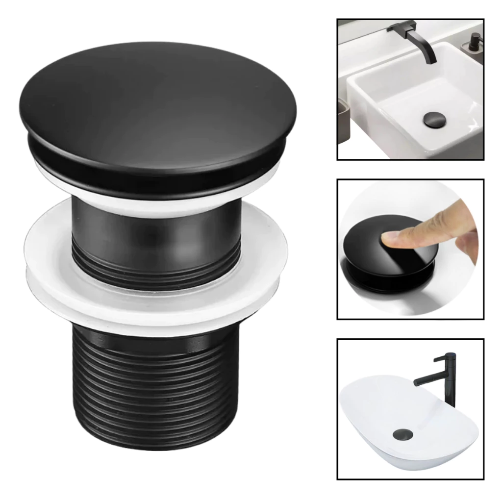 br-11134207-7r98o-md58b52euqdd3c KIT TORNEIRA INOX + VALVULA CLICK EM ABS CONJUNTO PRETO FOSCO BANHEIRO MODERNO - Image 7