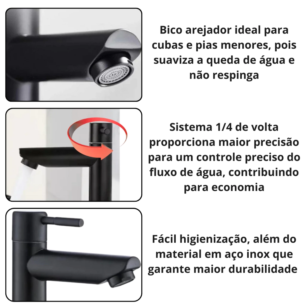 br-11134207-7r98o-md58b52exji995 KIT TORNEIRA INOX + VALVULA CLICK EM ABS CONJUNTO PRETO FOSCO BANHEIRO MODERNO - Image 6
